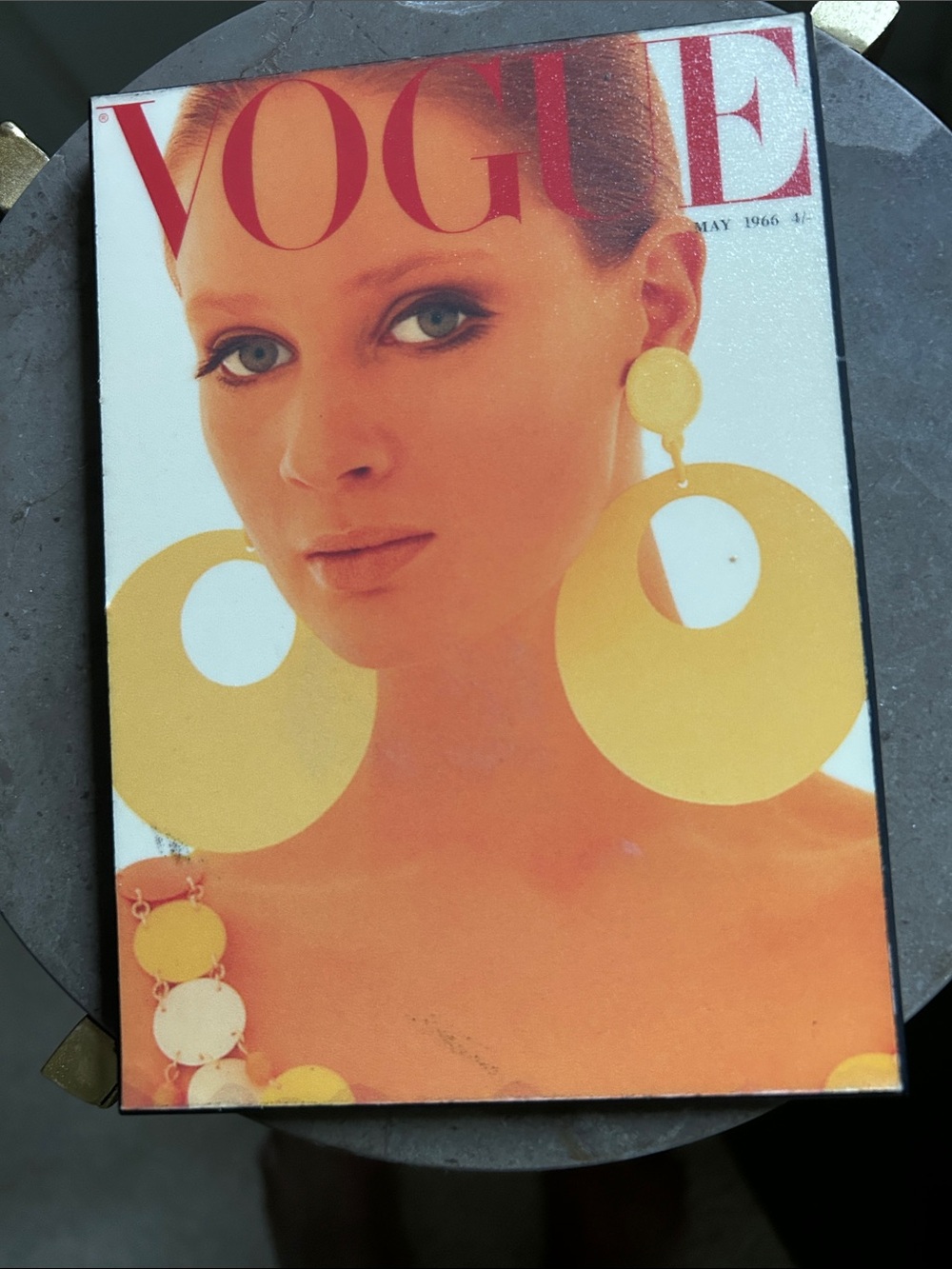 Vintage 1960s British Vogue Wood Plaque Wall Decor May 1966 Celia Hammond Mod